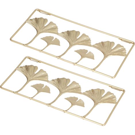2 Pièces Décor Murale Feuille Métallique Dorée 3D, Cadre Moderne Minimaliste pour Salon Bureau (1/5)