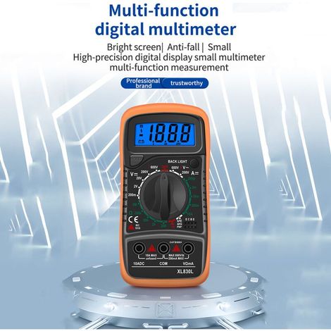 Jeffergarden Multimètre numérique portatif XL830L, rétro-éclairage LCD, voltmètre AC/DC, ampèremètre DC, testeur de résistance de tension Ohm, haute précision universelle (1/4)