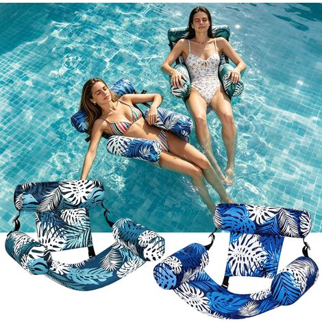 2 Pièces Fauteuil de Piscine Gonflable pour Adulte, Fauteuil Gonflable de Bouée, Chaise Flottante avec Dossier Confort, Matelas et Fauteuil Flottant pour Adultes, Idéal Été, Fêtes, Plage, Vacances (1/5)