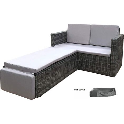 EvreRattan Outdoor Garden Sofa Furniture Love Bed Patio Sun bed 2 seater Grey New
with Cover (1/2)