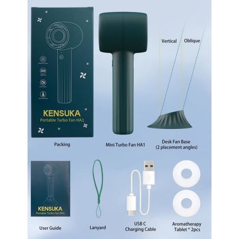 Ventilateur de Poche, Ventilateur à Main Rechargeable Portable avec Aromathérapie, 3 Vitesses Ajustables (1/4)