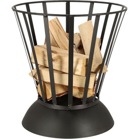 Esschert Design – Brasero de jardin réversible en acier noir – Panier à feu ou bol à feu – Dimensions 47 x 47 x 49 cm – Support large intégré (1/5)