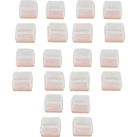 Lot de 20 protège-pieds de chaise en feutre de caoutchouc transparent rectangulaire, résistant aux rayures et au bruit, pour parquet.