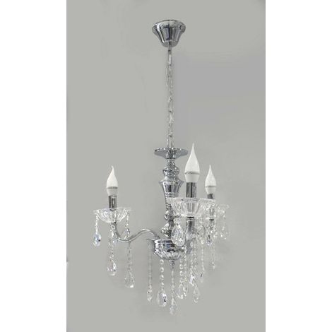 Lustre De Plafond à 3 Branches Avec Chaîne Lampe à Suspension A26 Argent (1/3)