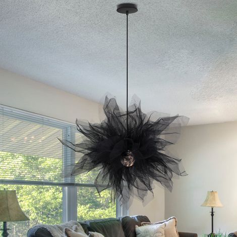 Moderne Pendelleuchte Feder, Schwarz Deckenlampe E27 Fassung für Schlafzimmer, Flur, Wohnzimmer, Kinderzimmer Eingang - Ohne Leuchtmittel