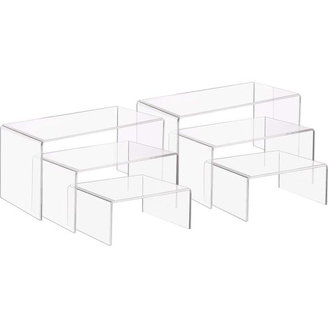 6pcs 3 Sizes Acrylic Display Risers Holder U Shaped Jewelry Display Rack Transparent Shelf Showcase for Jewelry Display, Home and Store