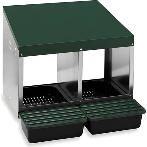 Ponedero para gallinas con cajón escamoteador - 2 huecos (1/6)