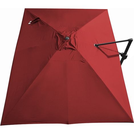 Toile parasol déporté 3x4 m en polyester 210g/m² – Protection UV 90% – Installation facile avec embout de baleine à poche – Rouge – Proloisirs