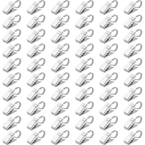 Pinces Rideaux Clips en Acier Inoxydable Crochets Rideau pour Anneaux Rideau Douche Partie Lumineuse Maison Décoration 60 Pièces (1/5)