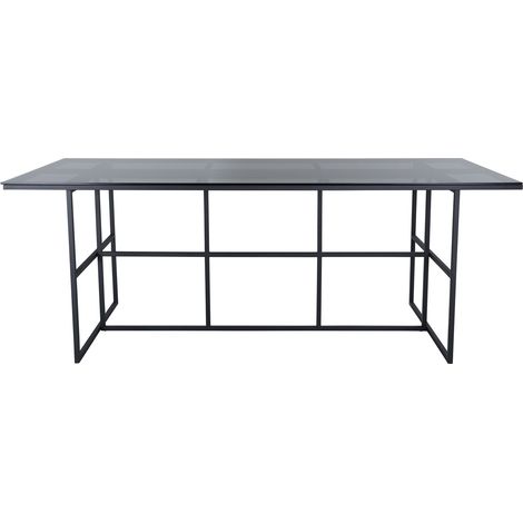 Leif Esstisch 90x200cm Glas klar schwarz.