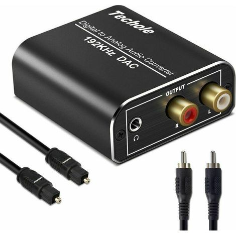 Dac Audio 192Khz, Aluminium Dac Convertisseur Audio Numérique Vers Analogique, Digital Spdif Toslink Vers Stéréo L/R Rca Jack 3,5Mm Avec Optique/Coaxial Cable Pour Tv Hd Blu-Ray Ps3 Ps4 (1/5)