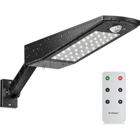 Projecteur solaire extérieur étanche IP65 48 LED avec support réglable et télécommande, détecteur de mouvement de jardin à lumière solaire extérieure (1/5)