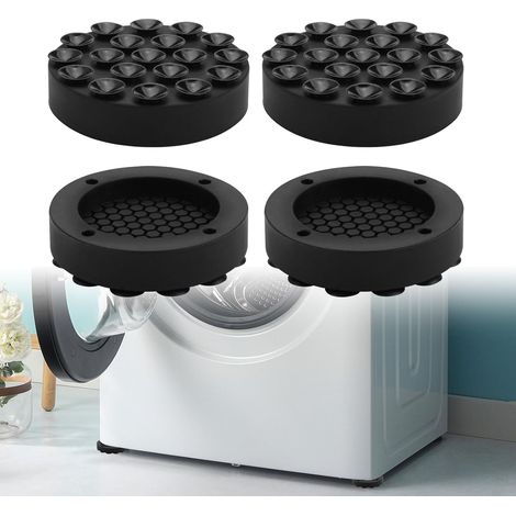 Lot de 4 patins amortisseurs de vibrations pour machine à laver, tapis anti-vibration, pieds stabilisateurs, coussinets réducteurs de bruit et de secousses. (1/5)