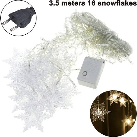 Guirlande Lumineuse Flocon De Neige - 96 LED - 3,5 M - 16 Flocons - Mode Multiples - IP44 - Intérieur Extérieur - 1 Pièce (1/5)