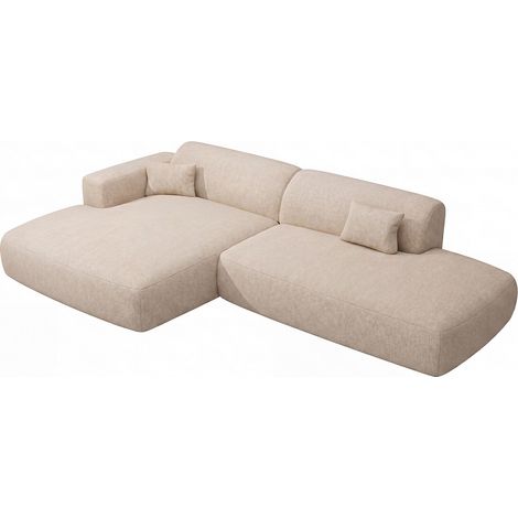 Divano angolare sinistro aperto in tessuto Beige - POGNI della Maison Céphy (1/3)
