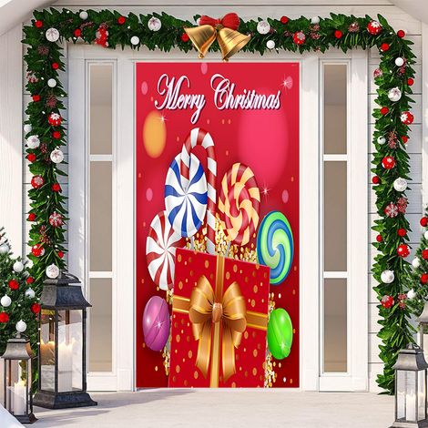 Nouvelle décoration de porte adhésive pour Noël, tissu à suspendre, toile de fond pour décoration de fête, tapisserie pour porte de chambre, largeur de porte - SDMT-139 - 110180cm