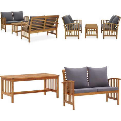 Salon de jardin 3 pcs avec coussins Bois d'acacia massif - Salon De Jardin - Mobilier De Jardin - Ensemble De Salon - Banc De Jardin - Acacia Massif - Home & Living