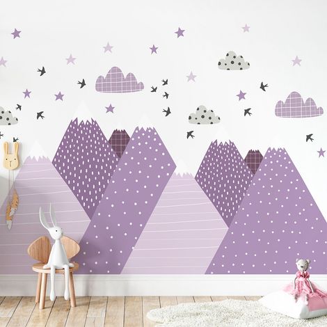 Stickers muraux enfants - Décoration chambre bébé - Autocollant Sticker mural géant enfant montagnes scandinaves MANOKA - 40x60cm (1/5)