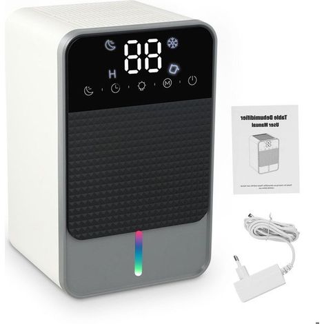 Déshumidificateur électrique silencieux de 1500 ml pour chambre, salle de bain ou sous-sol, avec 7 LED. (1/5)