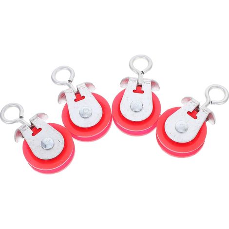 Poulie de Manutention Robuste 4 Pièces Métal Abs Rouge pour Élevage Usage en Poulailler et Serrage, Fonctionnement Fluide et Résistance à L’usure, Format Compact (1/5)