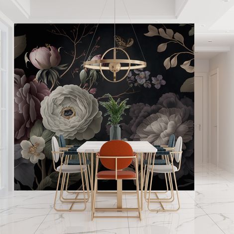 Papier Peint Floral - Roses Anciennes en Sépia - 150 x 250 cm (1/2)