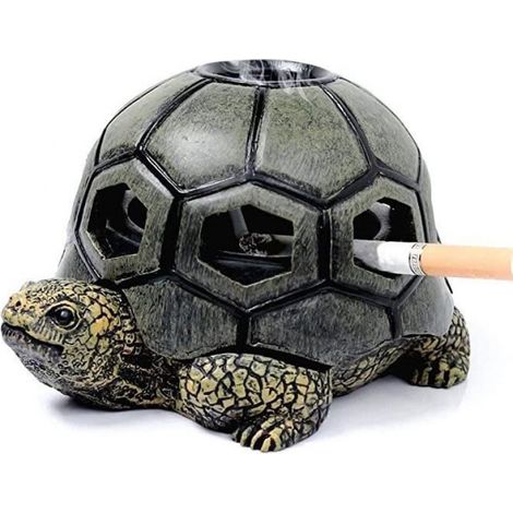 Cendrier Tortue - Résine - Décoration Intérieure Bureau Maison Restaurant - 10.5 x 14.5 x 7.5 cm - 0.55 kg - 1 Pièce (1/5)