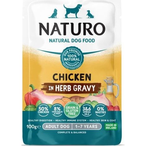 Naturo Sans céréales ni gluten Sachet pour chien 100 g - Poulet en sauce 100 g