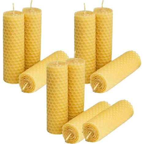 Kit de fabrication de bougies en cire d'abeille naturelle, 10 pièces, texture nid d'abeille ( ) (1/5)