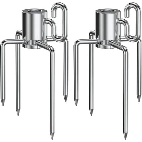 Lot de 2 Fourchette Viande Chromée Pour Rôtisserie, Vis De Serrage, Tiges Hexagonales Et Carrées, Barbecue Extérieur (1/5)