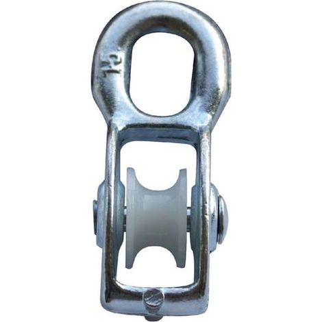 Puleggia in acciaio con rullo in nylon per cavo da 5 mm, universale, capacità di carico 150 kg, guida mobile, morsetto per fune, discensore (1/2)