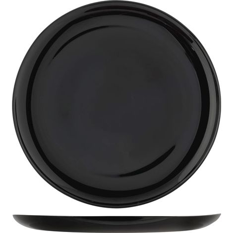 Lot de 6 assiettes à pizza, assiette multi-usage, Vaisselle de table, Assiettes uniques, Hors-d’œuvre, Opale, Noir, diamètre 32 cm (1/2)