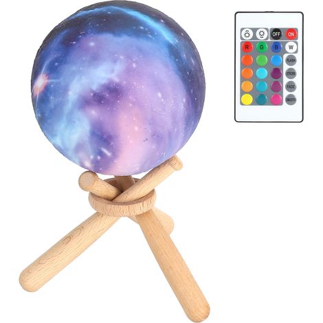 Lampe Lune LED 3D 16 Couleurs RGBW 10cm, Contrôle Tactile et Télécommande, Lampe de Chevet pour Maison (1/5)