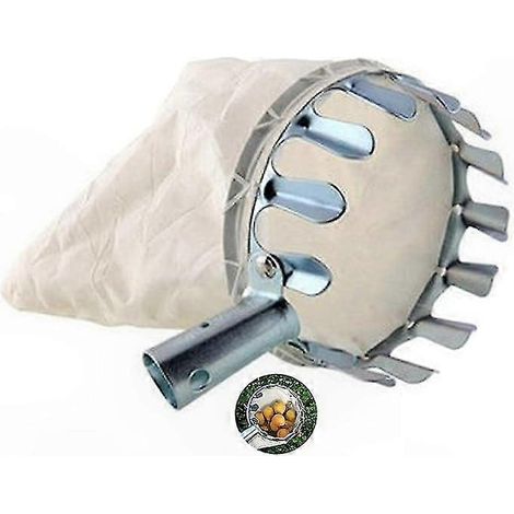 Cueilleur de fruits de jardin avec tête métallique et sac de collecte pour agrumes, poires, pêches et autres, récolteur robuste à long manche, idéal pour vergers et potagers. (1/5)