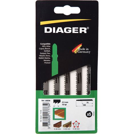 Lames scie sauteuse pour bois et plastique - L002W Pack de 5 (1/2)