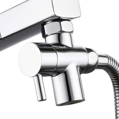 Brass Sink Valve Diverter Faucet Splitter for Kitchen or Bathroom, Faucet Adapter 3 Way Faucet Diverter Valve, Sink Faucet Replacement Part M22 X M24, Chrome, SBA021C