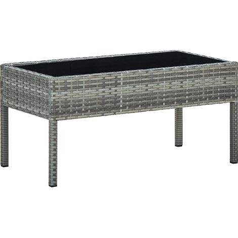 Gartentisch Grau 75x40x37 cm Poly Rattan