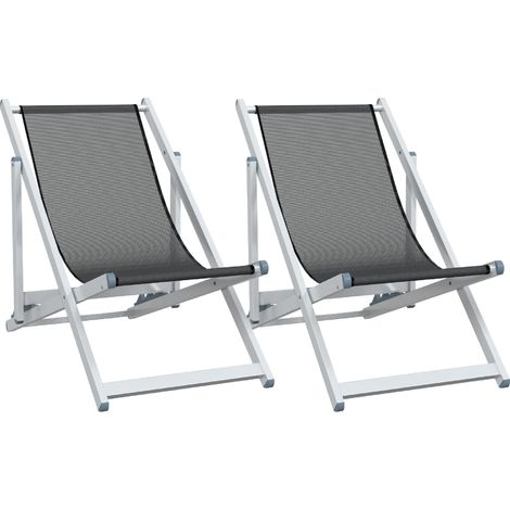 Lot de 2 Chaise de jardin,Chaises de plage pliantes gris aluminium et textilène CFW6007335 (1/5)
