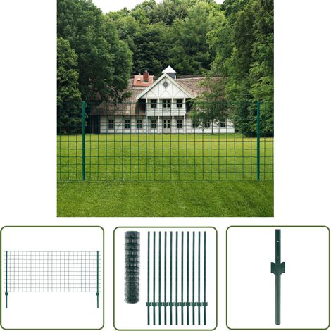 The Living Store Metallzaun Stahl 20 x 1,2 m Grün - Zaun - Metallzaun - Gartenzaun - Stahllzaun - Grüne Zaun (1/4)