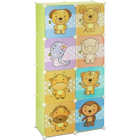 Scaffale modulare per bambini porta giochi guardaroba flessibile 80 x 30 x 120 cm in plastica verde chiaro 130003705