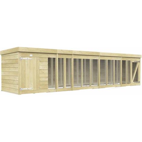 18ft x 4ft Dog Kennel and Run - Wood - L127 x W533 x H127 cm