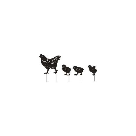 Gartendekoration aus Metall, Hühnerfiguren für Rasen, Einfahrt und Gehweg – Europäischer Retro-Stil. – 1 Stück – 22 x 30 cm / 8 x 15 cm / 9,5 x 15 cm / 8 x 15 cm – Crezuo