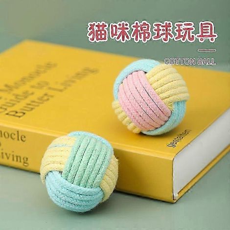 Lot de 10 balles à mâcher pour chats, jouets en corde avec bruit de froissement, douces et résistantes, pour chats d'intérieur et chatons, pour la santé des dents et des gencives (1/5)