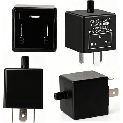 Gebildet 2pièces 12V 3Broches Relais Clignotant Réglable pour Les Clignotants de LED CF-13KT, Voiture Moto Relais électronique de Clignotant 0.1W-150W, Livré avec Les 6pcs Terminaux (1/4)