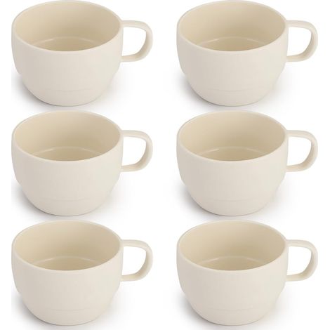 Lot de 6 tasses à café en plastique léger et durable pour la maison, l'extérieur, le pique-nique, le camping, idée cadeau d'anniversaire 355 ml (1/5)