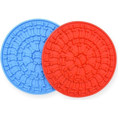 Plaque en Silicone pour animaux de compagnie, 2 pièces, fournitures pour animaux de compagnie, coussin à lécher pour chien, coussin à os avec ventouse (1/4)