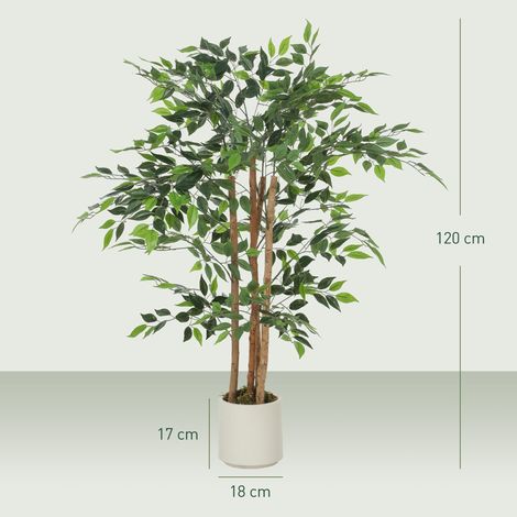 Plante artificielle de banian verte en PEVA et bois avec pot en PP et ciment, 55 x 55 x 120 cm (1/5)
