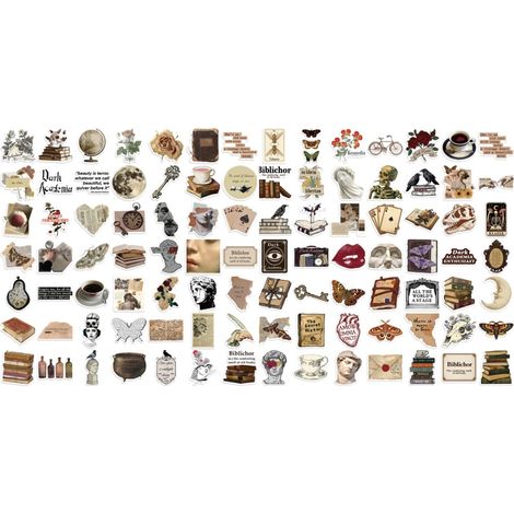 Autocollants en vinyle vintage - 100 pièces - Motifs rétro pour carnets, tablettes, casques et plus encore  Designs rétro élégants, vinyle imperméable (1/5)
