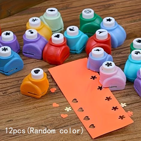 Ensemble de 12 mini perforatrices pour loisirs créatifs - Perforatrices de papier aux formes variées, couleurs assorties, outils portables pour le scrapbooking DIY, J (1/5)