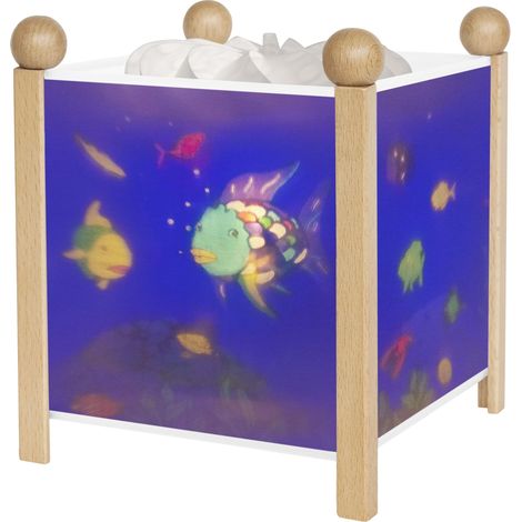 Veilleuse - Lanterne Magique - Le Poisson Arc en Ciel. - Idéal Cadeau Enfant - Dessin animé - Lumière rassurante - Couleur Bois Naturel - Ampoule 12V 10W inclue - Prise Elec. EU (1/5)