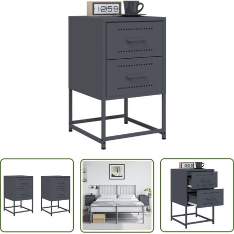 vidaXL Nachttische 2 Stk. Anthrazit 36x39x60,5 cm Stahl (1/5)